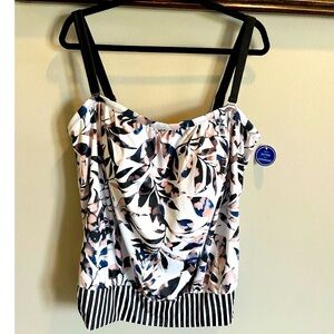 Swimsuits For All Blouson Tankini Swimsuit Top Floral 22W